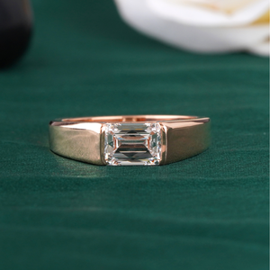 Bague pour homme en or blanc 14 carats avec diamant de laboratoire taille émeraude 2,11 carats, sertissage clos, VVS-VS DEF, solitaire, alliance de mariage certifiée - Product Image 1