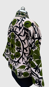 Veste matelassée florale brodée à la main, col mandarin, manches longues, coton, grande taille pour femmes, vêtements d'automne - Product Image 5