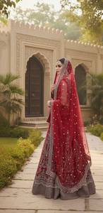 Elegant Mint Green Silk <b>Lehenga</b> Choli With Embroidery Floor-Length Indian Pakistani Bridal Dress For <b>Women</b> Wedding Occasion 2026 - Product Image 4