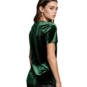 Women's Velvet T-Shirt Lightweight Crew Neck Velour Tee Shirts Ladies Street Style Fashion Velvet Summer TShirts Women - Product Image 3