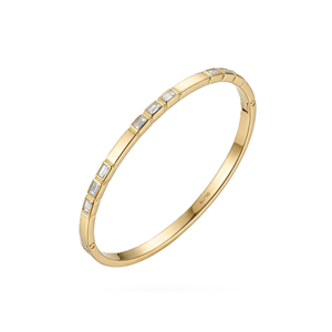 IGI Certified Emerald Cut Diamond <b>Bangle</b> 14K 18K Yellow White Rose <b>Gold</b> Diamond Bracelet Statement Diamond Cuff Gift for Women - Product Image 1