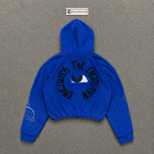 เสื้อฮู้ดดี้สีน้ำเงินพรีเมียม ทรงโอเวอร์ไซส์ พิมพ์ลายแบบซับลิเมชั่น มีกระเป๋า สวมใส่สบายๆ ในฤดูหนาว ใช้ได้ทุกวัน เสื้อผ้าทันสมัย คุณภาพสูง 100% - Product Image 6