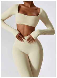 Ensemble de vêtements de sport pour filles avec logo personnalisé, vêtements de yoga populaires, vêtements de fitness pour femmes, pantalon évasé, ensembles de yoga pour filles - Product Image 6