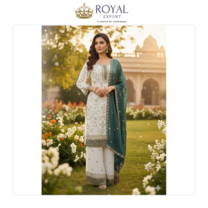 Última Moda en Trajes Sharara de Georgette Sintético con Bordado, Estilo Moderno y Elegante para Bodas, en Venta - Product Image 5