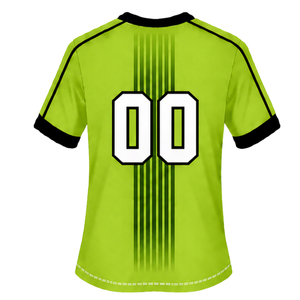 ชุดรักบี้สีเขียวมะนาว-ดำ เสื้อเจอร์ซีย์คอกลมแขนสั้นพร้อมกางเกงขาสั้นเข้าชุด ระบายอากาศได้ดี เหมาะสำหรับการฝึกซ้อมและการเล่นกีฬา - Product Image 5