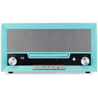 Tocadiscos de Vinilo Todo en Uno con Reproductor de CD, Radio FM, Bluetooth, Entrada Auxiliar y Puerto USB para Grabación Digital