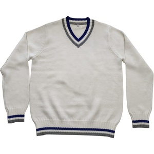 WIDE GREEK HOUSE Cardigan tricoté pour homme, bleu et blanc, à manches longues, boutons recouverts, motif uni, col en V, en Laine/Acrylique, pour l'hiver - Product Image 1