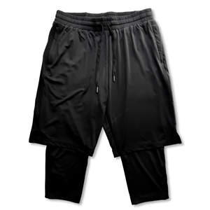 กางเกงขายาวผู้ชายสีดำเอวกลางผ้าอัวร์ราห์แบบสั่งทำพิเศษเอวยางยืด กางเกงอัวร์ราห์สั้นลำลองแบบถัก แห้งเร็ว สไตล์สปอร์ต - Product Image 6