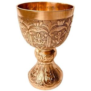 Cáliz de Latón, Copa Ornamentada Hecha a Mano, Vaso para Beber, Vajilla Vintage, Decoración Medieval, Adorno Clásico Elegante - Product Image 1