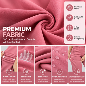 Conjunto de uniforme médico rosa para mujer, de manga corta, cuello alto, pantalón de pierna ancha, de punto de algodón y poliéster, para detección de agujas - Product Image 5