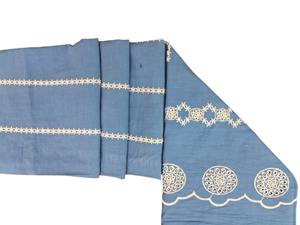 Tela de mezclilla azul de algodón bordada con hilo blanco, bordado de rayas verticales y borde calado, material para vestidos, ¡gran oferta! - Product Image 3