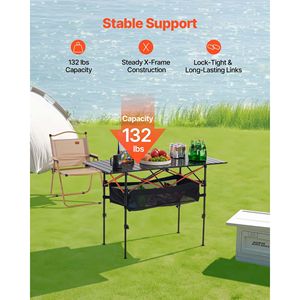 Tavolo da esterno pieghevole portatile in alluminio per campeggio da Picnic Roll-up con custodia - Product Image 3