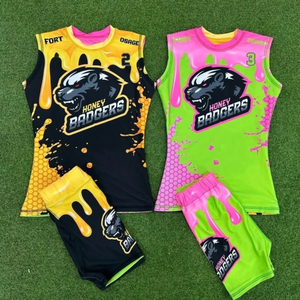 Girls Summer Flag Football Uniform Set Sleeveless 100% Polyester Breathable Plus Size 7v7 Football Uniforms Custom Uniforms - Product Image 1