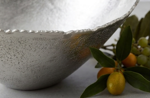 Antique Design Metal Centerpiece Oval Shape <b>Bowl</b> With Sculpted Edges Decorative Antique Modern <b>Silver</b> Color Finished <b>Bowl</b> - Product Image 6
