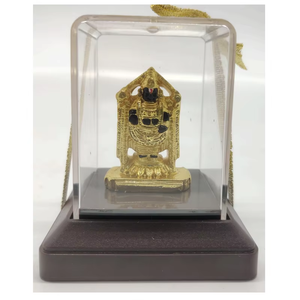 Statue de Ganesha en or dans une boîte en verre transparente, artisanat religieux fait main, décoration pour la maison, le temple, les mariages, la salle de Puja et les festivals - Product Image 2
