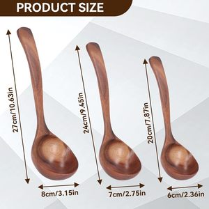 Cuchara de madera para sopa de 10.63 pulgadas, cuchara de madera para cocinar, cuchara de madera para servir, cuchara de madera de mango largo para sopa - Product Image 3