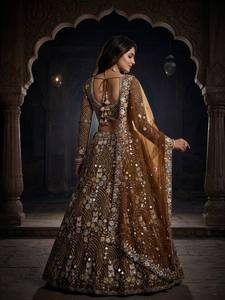 Lehenga Choli en soie rose brodée, longueur au sol, tenue de mariage traditionnelle pour femmes, style Inde Pakistan - Product Image 4