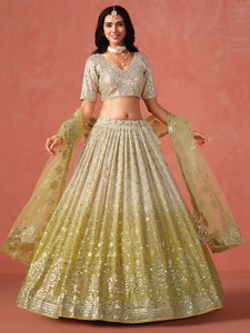 Elegant Beaded Organza <b>Lehenga</b> Set with Strapless Neckline Backless Blouse A-Line Silhouette Floor-Length Skirt for Bridesmaid - Product Image 5