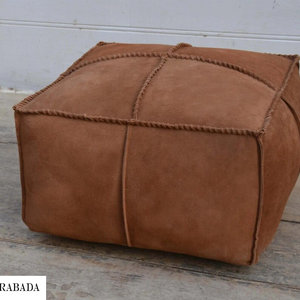 Repose-pieds pouf carré en cuir recouvert de similicuir marron pour le salon, la chambre à coucher et la chambre d'enfants - Product Image 4