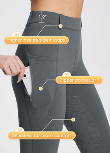 Women's Printed Jodhpurs <b>Winter</b> Riding Pants Full Seat Breeches Fleece Horse Equestrian <b>Tights</b> Adult Horseback Leggings Pockets - Product Image 3