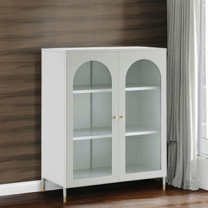 Armoire d'appoint multi-usage en métal, finition enduite de poudre gris clair, rangement polyvalent et élégant pour toute pièce - Product Image 1