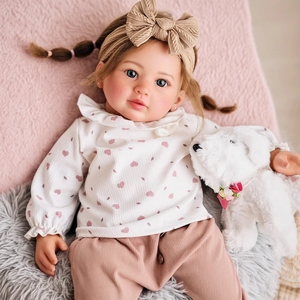 Poupée Reborn Babeside Candy de 22 pouces, petite fille tachetée, tête et membres en vinyle, corps en tissu, poupée bébé Reborn - Product Image 3