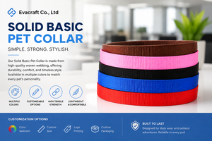 Collar Sólido Básico para Mascotas, de Poliéster, Duradero, Estilo Simple para Perros, Disponible en Varios Colores - Product Image 1