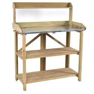 Panca da Giardino in Legno con Stazione di Lavoro per Conservazione Attrezzi - Product Image 3