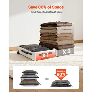 Bolsas de Almacenamiento al Vacío, Paquete de 16, Ahorro de Espacio para Ropa, con Bomba y Cable de Carga, Cierre Doble, Plástico PA Grueso, para Viajes - Product Image 3