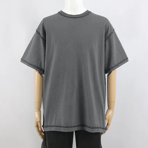 High Quality 100% Cotton <b>Acid</b> Washed 240Gsm Heavyweight Men's T-Shirt Customized <b>Drop</b> Shoulders Blank Unique T-Shirts - Product Image 4