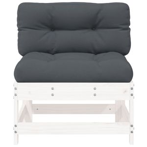 Canapé de jardin moyen en pin massif blanc et tissu Oxford avec rembourrage en coton PP, doté d'un siège central confortable - Product Image 3