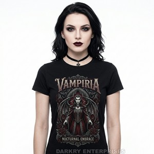 Camiseta Harajuku Personalizada para Mujer, Fabricante de Camisetas con Estampado Vampire Embrace, Camiseta de Algodón para Mujer, Estética Brujera, Camiseta Negra, Talla Grande - Product Image 2