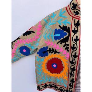 Wholesale Price High Quality Cotrise Floral Embroidered Suzani Cotton Eco-Friendly Autumn <b>Jacket</b> Boho Open Front Coat Festival - Product Image 3