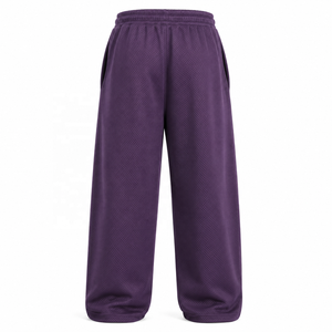 Pantalones Deportivos Morados para Hombre, Cintura Elástica con Cordón, Tejido de Malla Transpirable, Bolsillos Laterales, Estilo Ligero de Verano 2027 - Product Image 2