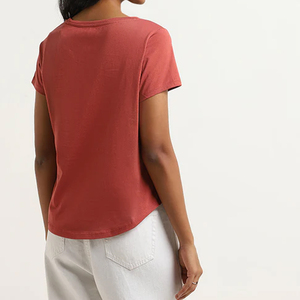 Camiseta Básica Lisa para Mujer, Algodón de Alta Calidad, Talla Grande, Casual, Personalizable con Bordado e Impresión, Ropa de Moda al por Mayor, Modelo 2026 - Product Image 4