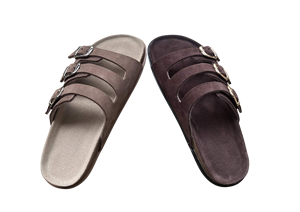 Brown Suede Slip on Platform Sandals with Buckle Open Toe Soft EVA Outsole Summer Wear - Product Image 5
