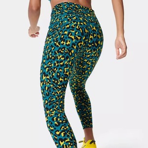 Custom Wholesale Womens Solid Fitness Breathable <b>High</b> <b>Waisted</b> Elastic Waist Sublimation Quick Dry Seamless 180g <b>Leggings</b> for Gym - Product Image 5