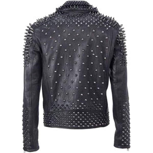 แจ็คเก็ตหนังประดับหมุดผู้ชาย สีดำ สไตล์ร็อค พังก์ กอธิค พรีเมียม พร้อมหมุดตกแต่ง รุ่น 2026 - Product Image 2