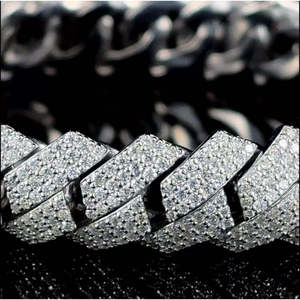 Bracelet RB Gems Iced Cuban Link 12MM Moissanite VVS Argent Sterling 925 Plaqué Or Rose Rhodié Style Hip Hop Fermoir Boîte 0.4g - Product Image 1