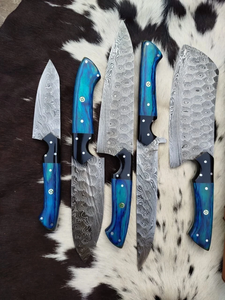 Premium Quality LEGACY BLADES Damascus Steel Chef <b>Knife</b> <b>Set</b> Custom Handmade Wooden Handle Ambidextrous Kitchen <b>Knife</b> <b>Set</b> - Product Image 5