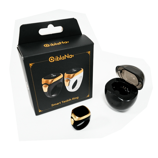 Smart Digital Unisex Tasbeeh Ring Muslims IP67 Waterproof OLED Display App-Controlled Prayer Time Vibration Reminder 5 Times 4-7