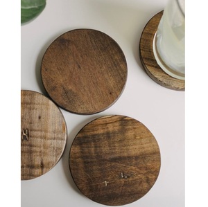 Handmade Wooden <b>Drink</b> <b>Coaster</b> Set Minimalist Natural Table Decor - Product Image 1