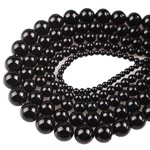 Ónix Negro Natural de Primera Calidad, Cuentas Sueltas Lisas para Joyería, Fabricación de Pulseras y Collares, Gemas Zubeda, Color Rajasthan - Product Image 3