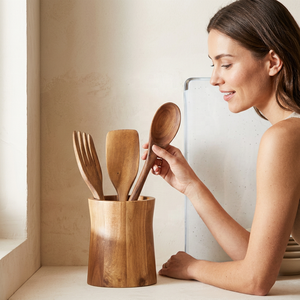 Juego de Cucharas Grandes de Madera, Diseño Moderno, Ecológico, Duradero, Ligero y Personalizable, Cubertería para Servir en la Mesa, para Hogar y Hotel - Product Image 1