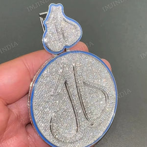 Colgante de tres letras GGG con incrustaciones de diamantes, moissanita talla baguette y pera, colgante grande personalizado, joyería de lujo estilo hip hop - Product Image 1
