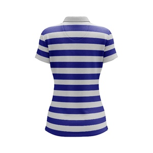 Camiseta a Rayas Personalizada de Primera Calidad al por Mayor para Mujer, Manga Corta, Informal, Tejida, Transpirable, de Secado Rápido, Azul y Blanca - Product Image 4