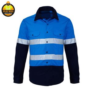 Custom Hi Vis Construction Reflective Safety Clothing Work Shirt Hi Vis Reflective Long Sleeve Construction Shirts - Product Image 2