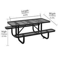 Rectangle en acier galvanisé personnalisé en usine Table de pique-nique commerciale jardin extérieur Table à manger chaise