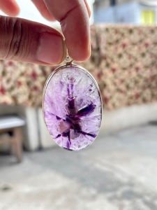 925 Sterling Silver <b>Star</b> Amethyst Pendant: Natural Healing Stone - Product Image 4