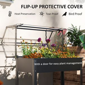 Fioriera rialzata nera con telaio in legno ecologico e copertura a serra, con gambe e foro di drenaggio per ortaggi - Product Image 4